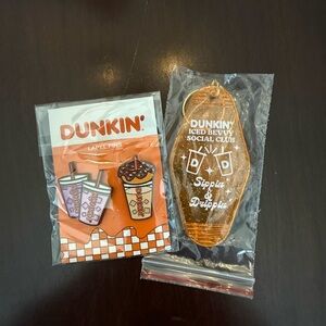 Dunkin' Lapel Pins and Keychain Set. Set of 2
